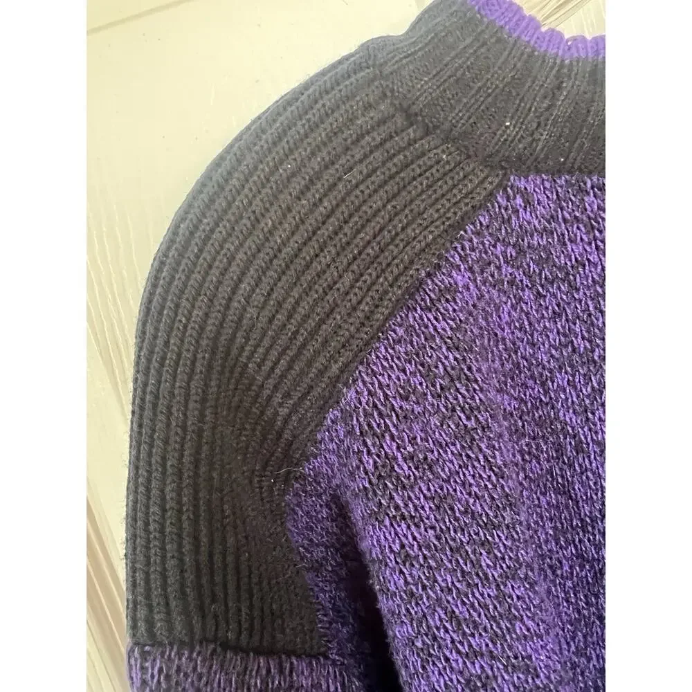 Vtg 90 Novin International Knit Crewneck Sweater Purple Black Grandpacore L